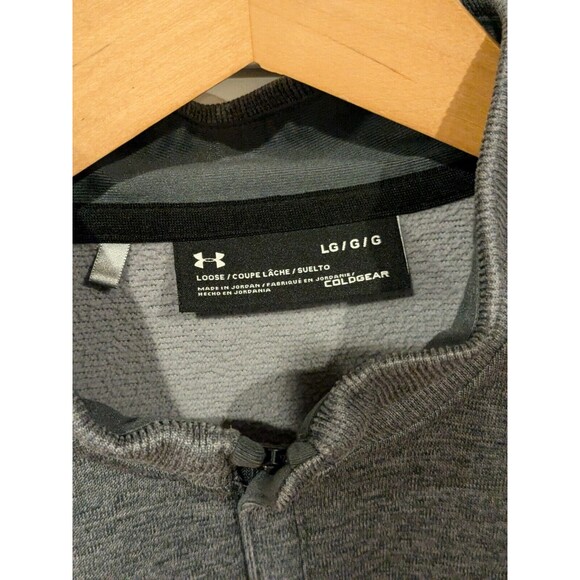 Under Armour 1/4 Zip Pullover Mens L Gray ColdGear Golf Pickleball Sweater - Picture 3 of 8